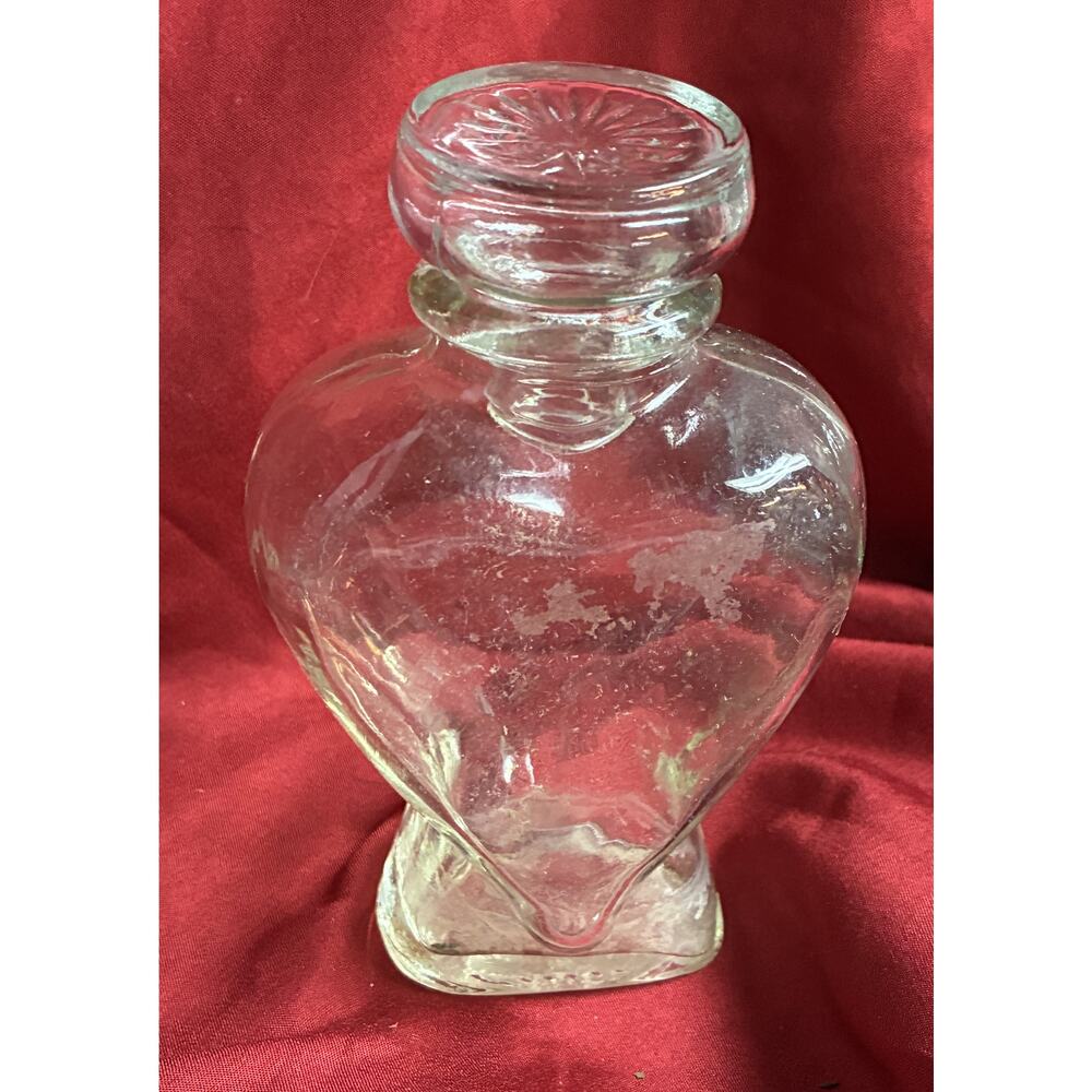 Heart Shaped Cruet / Perfume Vintage Bottle EUC with Stopper